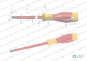 Wkrętak płaski izolowany 6 x 150 mm. V DE, stal S2, Waryński