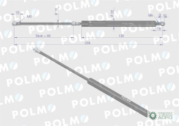 Siłownik drzwi L max. 239mm 4428680P DEUTZ HÜRLIMANN LAMBORGHINI SAME POLMO