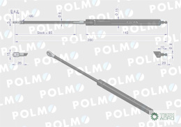 Siłownik szyberdachu L max. 260mm 65417044 FIAT POLMO