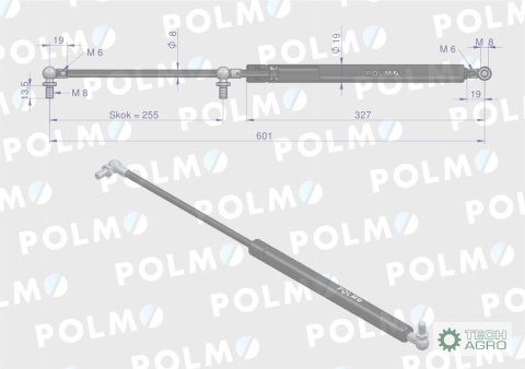 Siłownik szyby tylnej L max. 601mm 65499069 DIETEG. FRITZMEIER POLMO Siłownik szyby tylnej L max. 601mm 65499069 DIETEG. FRITZMEIER POLMO
