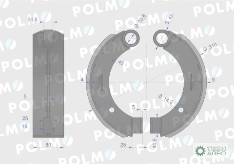 Szczęka hamulcowa kpl. 1-prawa 1-lewa przyczepa D-47 7037020050 7037020040 POLMO Szczęka hamulcowa kpl. 1-prawa 1-lewa przyczepa D-47 7037020050 7037020040 POLMO