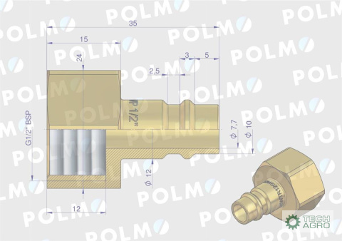 SZYBKOZŁĄCZE PN.P26 NW7 WTYCZKA 1/2"BSP GW POLMO SZYBKOZŁĄCZE PN.P26 NW7 WTYCZKA 1/2"BSP GW POLMO