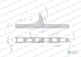 Łańcuch obrywacza kolb przystawki do kukurydzy zamknięty 48 ogniw CA555 x 48A C6E zastosowanie John Deere CASE 176279C91 WARYŃ