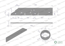 Płoza długa prawa zastosowanie Kuhn 279130 stal borowa WARYŃSKI