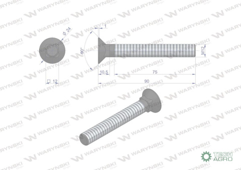 ŚRUBA M12X90-10.9 WARYŃSKI ŚRUBA M12X90-10.9 WARYŃSKI