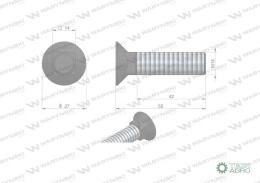 Śruba kpl. płużna podsadzana D 608 M14x55 mm kl.10.9 Waryński ( sprzedawane po 10 )