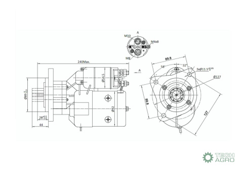 Rozrusznik z reduktorem MF Claas typu Magneton 9142804 Elmot Rozrusznik z reduktorem MF Claas typu Magneton 9142804 Elmot