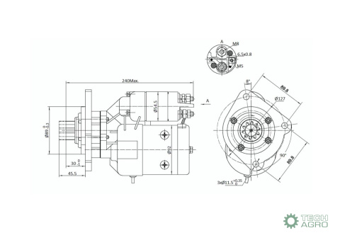 Rozrusznik z reduktorem typu Magneton Case MF 9142748 ELMOT Rozrusznik z reduktorem typu Magneton Case MF 9142748 ELMOT