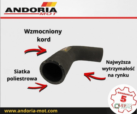 Przewód gumowy chłodnicy dolny zbrojony kord MF3 ANDORIA MOT pakowany po 5 szt widoczna cena za 1 sztukę Przewód gumowy chłodnicy dolny zbrojony kord MF3 ANDORIA MOT pakowany po 5 szt widoczna cena za 1 sztukę