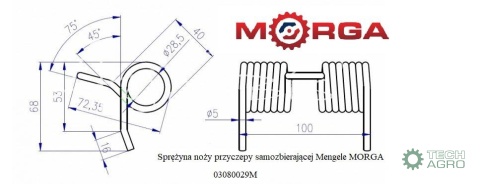 Sprężyna noży przyczepy samozbierającej Mengele malowane proszkowo MORGA