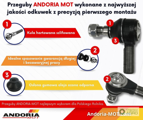 Przegub kulowy kątowy drążka poprzecznego MF3/4 ANDORIA MOT Przegub kulowy kątowy drążka poprzecznego MF3/4 ANDORIA MOT
