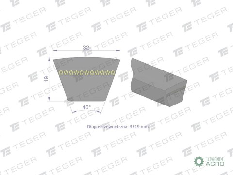 Pas klinowy Hard-Belt (T-0617309.0) AP1000953 do CLAAS 0617309.0 TEGER Pas klinowy Hard-Belt (T-0617309.0) AP1000953 do CLAAS 0617309.0 TEGER