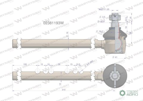 Przegub kierowniczy 310mm 02381193 WARYŃSKI Przegub kierowniczy 310mm 02381193 WARYŃSKI