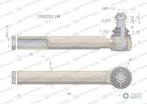 Przegub układu kierowniczego JCB 1262253.1 Waryński Przegub układu kierowniczego JCB 1262253.1 Waryński