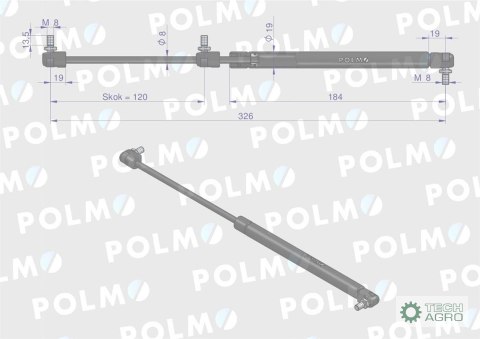Siłownik drzwi L max. 326mm 65421004 1-99-976-060 STEYR POLMO Siłownik drzwi L max. 326mm 65421004 1-99-976-060 STEYR POLMO