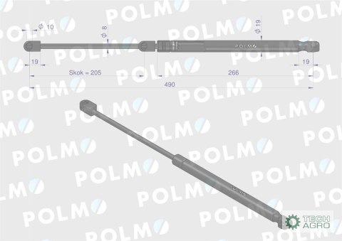 Siłownik szyba przednia L max. 490mm 82022474P CASE IH STEYR POLMO Siłownik szyba przednia L max. 490mm 82022474P CASE IH STEYR POLMO