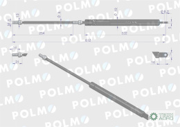 Siłownik szyby tylnej L max. 615mm 65421001 1-99-976-005 STEYR POLMO