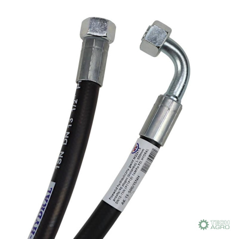 Przewód hydrauliczny gwint M22x1,5 prosta - kolanko ( DKOL - DKOL 90 stopni) L-500mm DN12-1SN (AK-13-500, P11P12) 16MPa Przewód hydrauliczny gwint M22x1,5 prosta - kolanko ( DKOL - DKOL 90 stopni) L-500mm DN12-1SN (AK-13-500, P11P12) 16MPa
