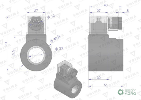 Cewka do rozdzielacza (elektrozawór CETOP 3 NG6) 50L 230V VOIMA