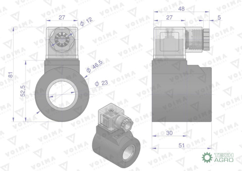 Cewka do rozdzielacza (elektrozawór CETOP 3 NG6) 50L 24V VOIMA