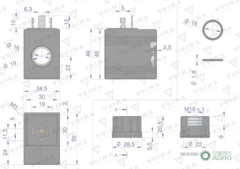 Cewka do rozdzielacza hydraulicznego 40L 24V VOIMA Cewka do rozdzielacza hydraulicznego 40L 24V VOIMA