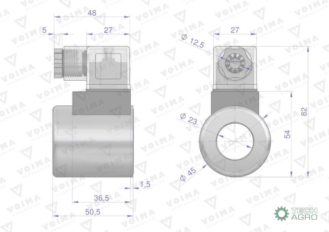 Cewka dzielnika elektrozaworu V-DVS-50L-3/8 V-DVS-50L-1/2 24V DC VOIMA Cewka dzielnika elektrozaworu V-DVS-50L-3/8 V-DVS-50L-1/2 24V DC VOIMA