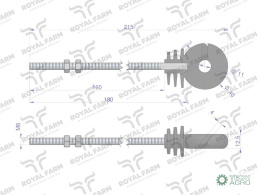 Izolator okrągły z gwintem długi M6X180 ROYAL FARM (sprzedawane po 10 szt)