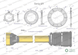Obudowa wału przegubowo-teleskopowego szerokokątnego Uniwersalna długość Seria 6R Waryński