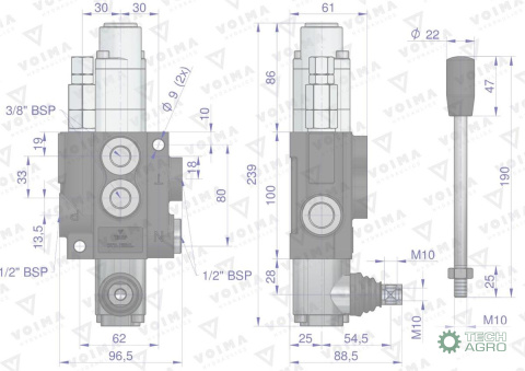 Rozdzielacz hydrauliczny 1-sekcyjny 40L z sekcją pływającą VOIMA Rozdzielacz hydrauliczny 1-sekcyjny 40L z sekcją pływającą VOIMA