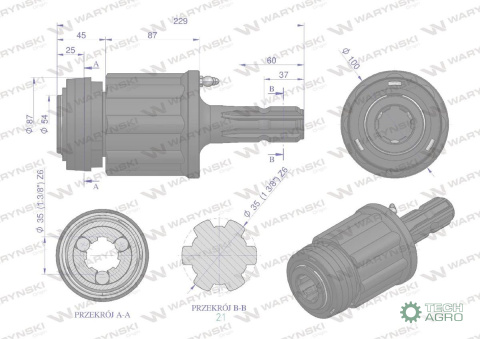 Sprzęgło zewnętrzne zapadkowe wału 800Nm - 1 3/8 Z6 Waryński Sprzęgło zewnętrzne zapadkowe wału 800Nm - 1 3/8 Z6 Waryński