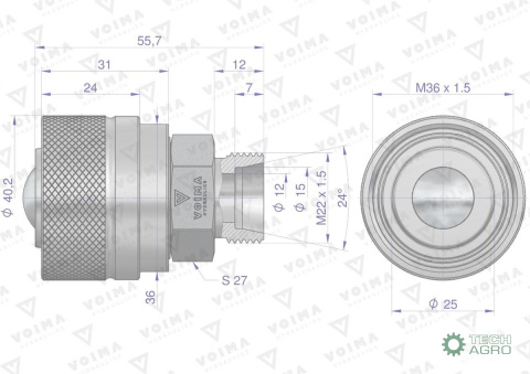 Zawór wtyczka ZSR (50490030) M22x1.5 skręcane VOIMA Zawór wtyczka ZSR (50490030) M22x1.5 skręcane VOIMA