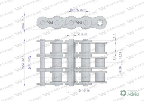 Łańcuch rolkowy 10B-3 (R3 5/8) 5 m Waryński Łańcuch rolkowy 10B-3 (R3 5/8) 5 m Waryński