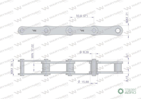 Łańcuch rolkowy 216B (R1 2) 5 m Waryński Łańcuch rolkowy 216B (R1 2) 5 m Waryński