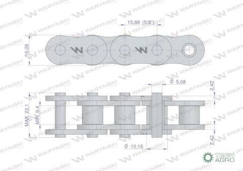 ŁAŃCUCH R1 5/8 10AH-1 2,5M WARYŃSKI ŁAŃCUCH R1 5/8 10AH-1 2,5M WARYŃSKI