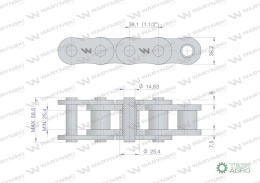 Łańcuch rolkowy wzmocniony przemysłowy 24BH-1 (R1 1.1/2) 2.5 m Waryński