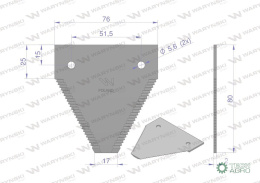 Nóż żniwny 80x76x2mm otwór 5.5 zastosowanie C15 WARYŃSKI ( sprzedawane po 25 )