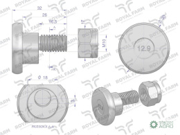 Śruba nożyka kpl. M10x32 zastosowanie Deutz Fahr. Vicon ROYAL FARM