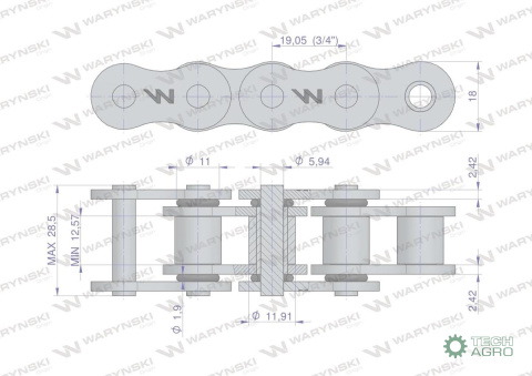 Łańcuch rolkowy z oringiem ANSI A 60 (R1 3/4) 5m Waryński