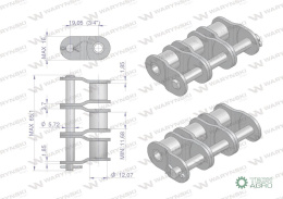 Półogniwo łańcucha P12B-3 (R3 3/4) Waryński ( sprzedawane po 5 )