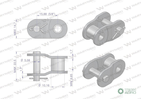 Półogniwo łańcucha prosta płytka P10B-1 (R1 5/8) Waryński ( sprzedawane po 10 ) Półogniwo łańcucha prosta płytka P10B-1 (R1 5/8) Waryński ( sprzedawane po 10 )