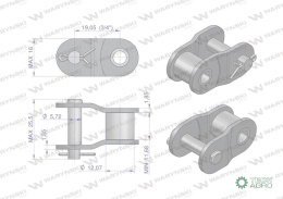 Półogniwo łańcucha prosta płytka P12B-1 (R1 3/4) Waryński ( sprzedawane po 10 )