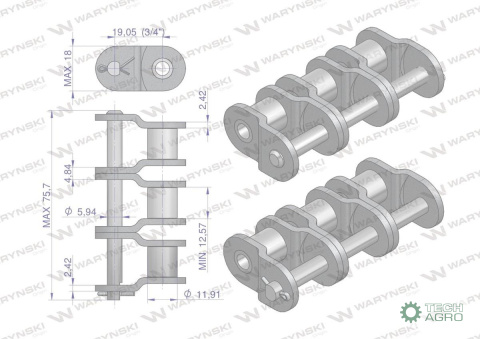 Półogniwo łańcucha wzmocnione P12A-3 ANSI A 60 (R3 3/4) Waryński ( sprzedawane po 5 ) Półogniwo łańcucha wzmocnione P12A-3 ANSI A 60 (R3 3/4) Waryński ( sprzedawane po 5 )