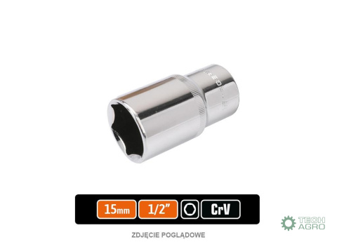 Klucz nasadowy 1/2" sześciokątny długi 15 mm / TEGER