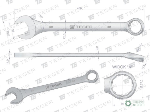 Klucz płasko-oczkowy 36 mm / TEGER