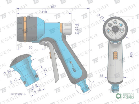 Pistolet natryskowy 7 funkcji przedni spust /TEGER Pistolet natryskowy 7 funkcji przedni spust /TEGER