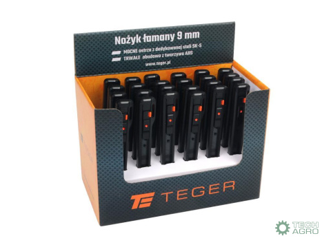 Nożyk łamany, ostrze 9mm ze stali SK2 wobudowie z tworzywa ABS sprzedawane w kartoniku ekspozycyjnym, , do prac wykończeniowych Nożyk łamany, ostrze 9mm ze stali SK2 wobudowie z tworzywa ABS sprzedawane w kartoniku ekspozycyjnym, , do prac wykończeniowych