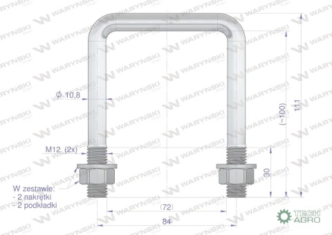 Jarzmo, Cybant, M12 72x100, Waryński