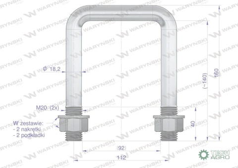 Jarzmo, Cybant, M20-92x140, Waryński