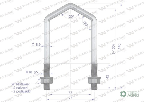 Jarzmo, Cybant Romb, M10 67x130,3045000430, Waryński