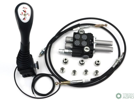 Zestaw do Ładowacz TUR -Rozdzielacz 40L2-sekcyjny + Joystick z przyciskiem + Elementy złączne + Linki na kulkę 1500mm VOIMA